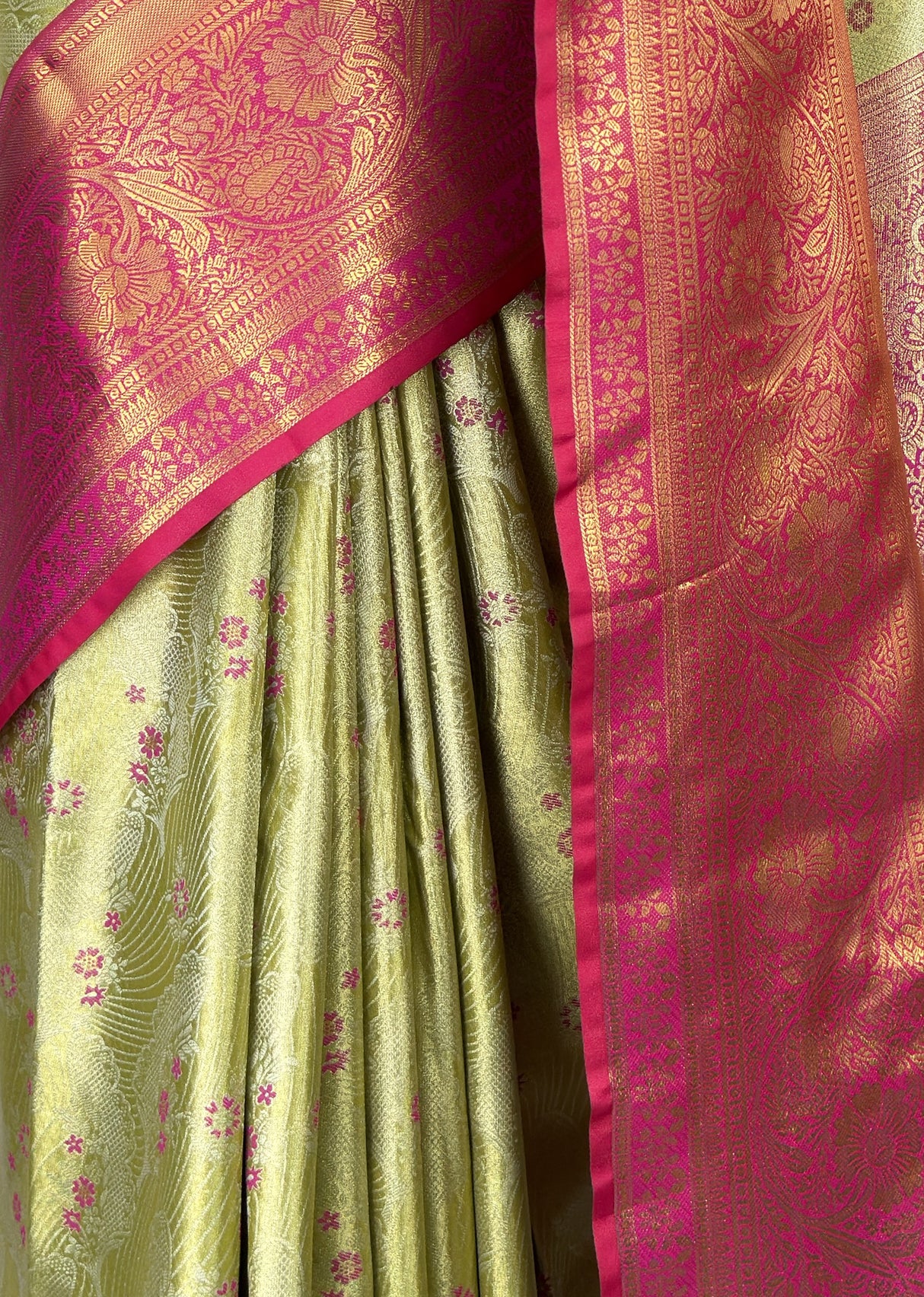 MIMOSA Green Kanjivaram Art Silk Saree — fleets shot full lifestyle