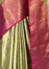 MIMOSA Green Kanjivaram Art Silk Saree — fleets shot full lifestyle