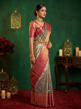 MIMOSA Lavender Kanjivaram Art Silk Saree — unstitched blouse fabric