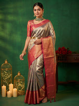 MIMOSA Lavender Kanjivaram Art Silk Saree — pose 5 styling detail