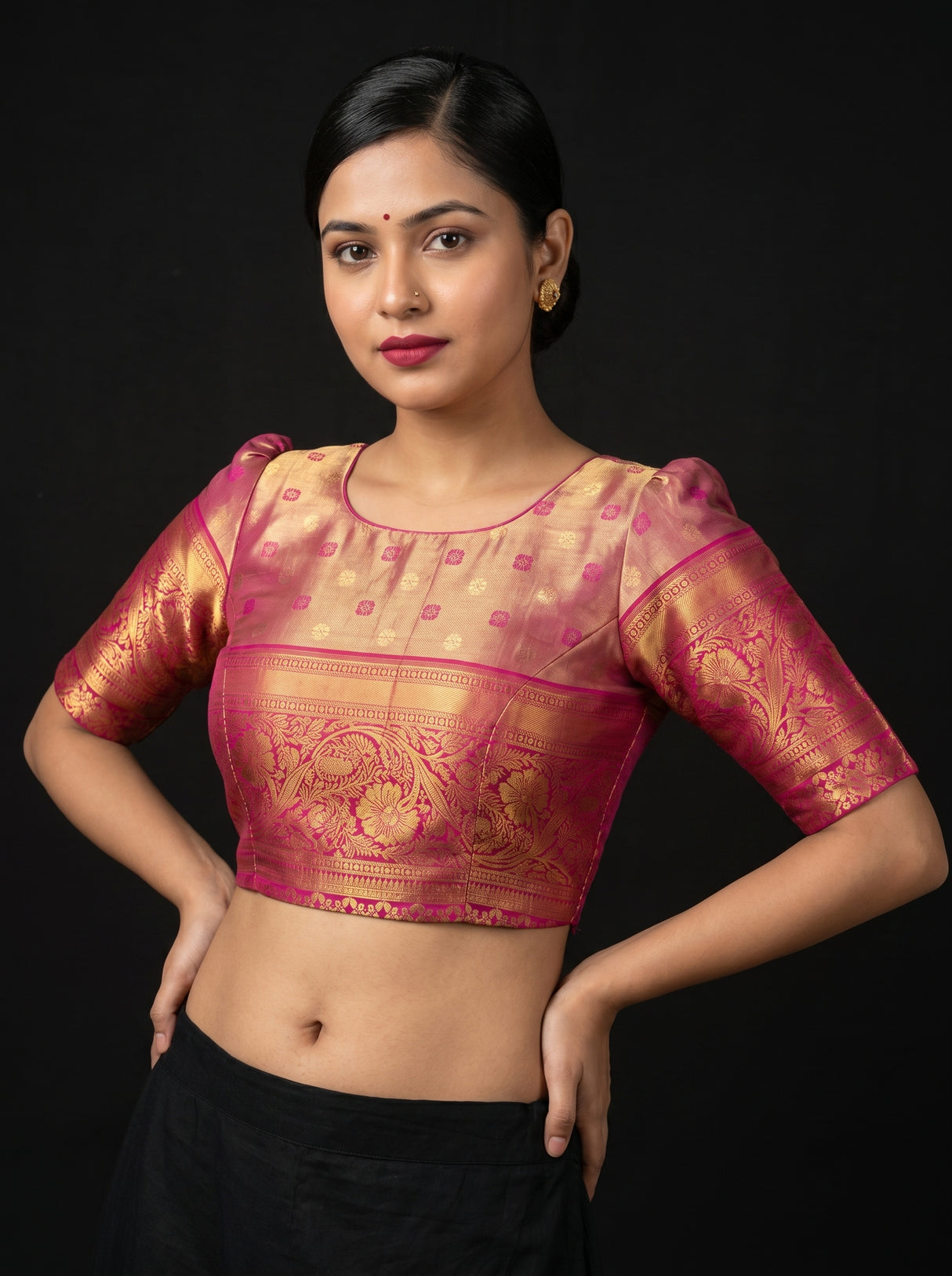 MIMOSA Lavender Kanjivaram Art Silk Saree — blouse close-up