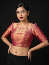 MIMOSA Lavender Kanjivaram Art Silk Saree — blouse close-up