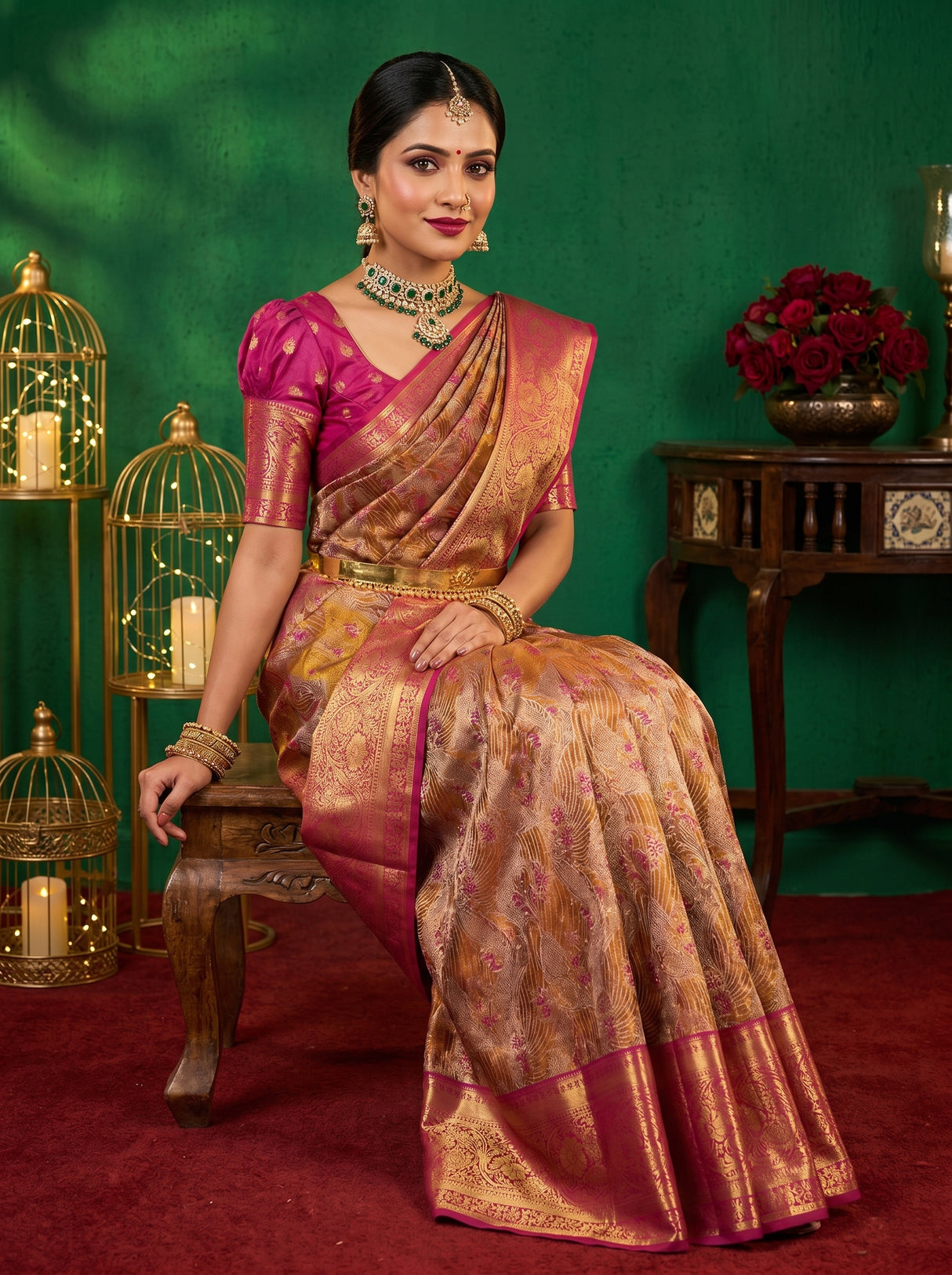 MIMOSA Maroon Kanjivaram Art Silk Saree — pose 8 styling detail