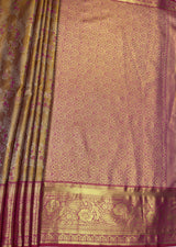 MIMOSA Maroon Kanjivaram Art Silk Saree — pallu and zari work detail