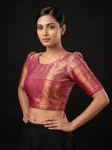 MIMOSA Olive Kanjivaram Art Silk Saree — blouse close-up