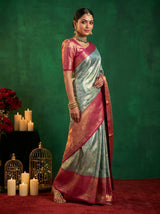 MIMOSA Saffire Kanjivaram Art Silk Saree — pose 5 styling detail