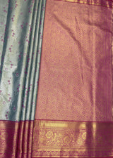 MIMOSA Saffire Kanjivaram Art Silk Saree — pallu and zari work detail