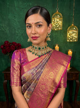 MIMOSA Violet Kanjivaram Art Silk Saree — pose 10 styling detail