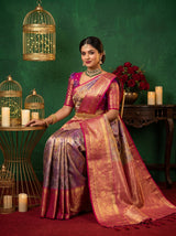 MIMOSA Violet Kanjivaram Art Silk Saree — pose 8 styling detail