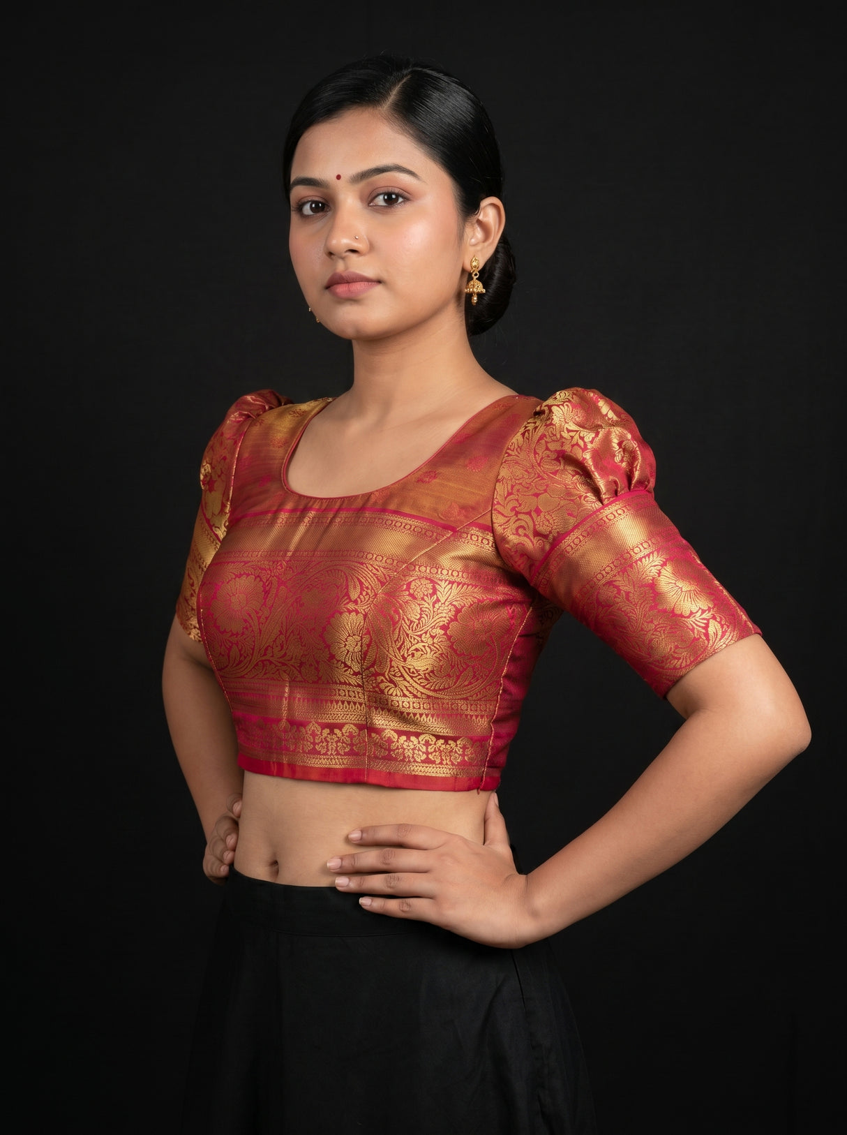 MIMOSA Violet Kanjivaram Art Silk Saree — blouse close-up