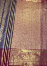 MIMOSA Violet Kanjivaram Art Silk Saree — pallu and zari work detail