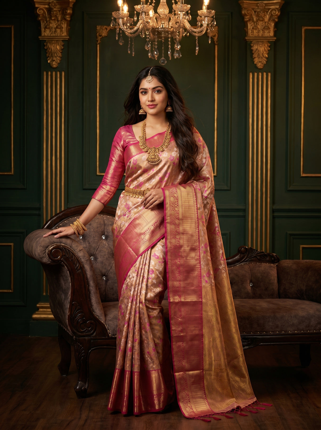 MIMOSA Gajari Kanjivaram Art Silk Saree — pose 5 styling detail