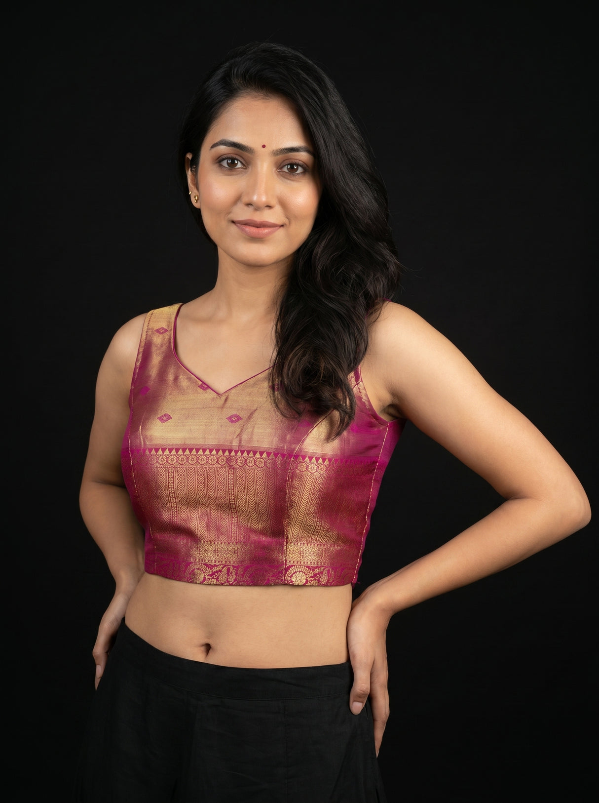MIMOSA Gajari Kanjivaram Art Silk Saree — blouse close-up