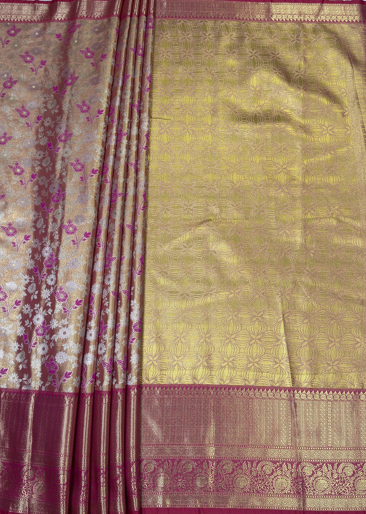 MIMOSA Gajari Kanjivaram Art Silk Saree — pallu and zari work detail