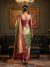 MIMOSA Green Kanjivaram Art Silk Saree — Blouse Fabric Detail