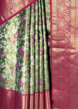 MIMOSA Green Kanjivaram Art Silk Saree — fleets shot full lifestyle