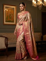 MIMOSA Maroon Kanjivaram Art Silk Saree — Blouse Fabric Detail