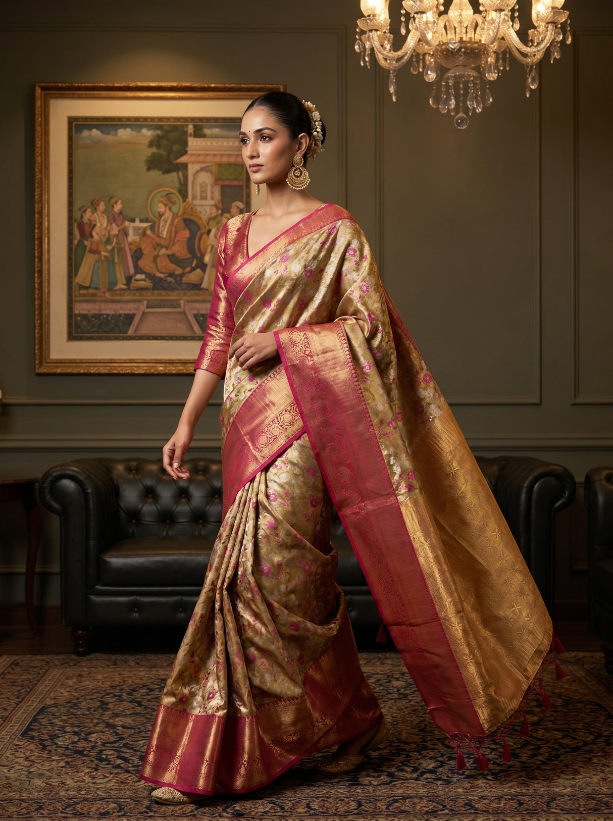 MIMOSA Maroon Kanjivaram Art Silk Saree — pose 7 styling detail