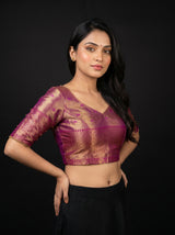 MIMOSA Olive Kanjivaram Art Silk Saree — blouse close-up