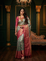MIMOSA Saffire Kanjivaram Art Silk Saree — Draped Mannequin View
