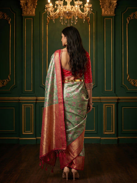 MIMOSA Saffire Kanjivaram Art Silk Saree — Blouse Fabric Detail
