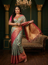 MIMOSA Saffire Kanjivaram Art Silk Saree — pose 6 styling detail