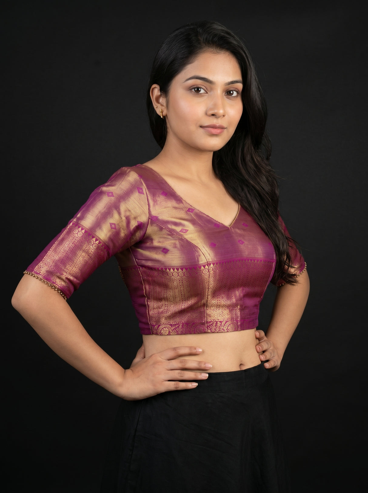 MIMOSA Saffire Kanjivaram Art Silk Saree — blouse close-up