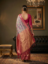 MIMOSA Violet Kanjivaram Art Silk Saree — Blouse Fabric Detail