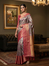 MIMOSA Violet Kanjivaram Art Silk Saree — AI Model Full View