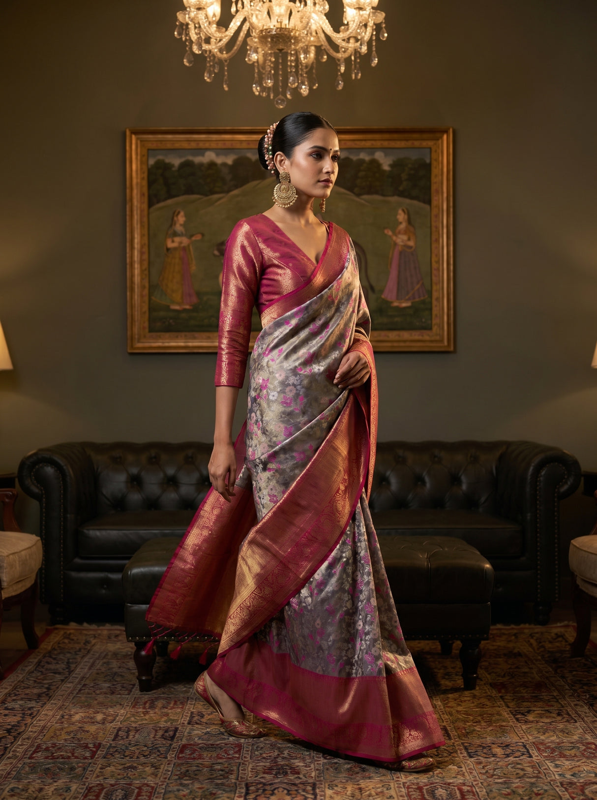 MIMOSA Violet Kanjivaram Art Silk Saree — pose 7 styling detail
