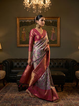 MIMOSA Violet Kanjivaram Art Silk Saree — pose 7 styling detail