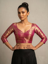 MIMOSA Violet Kanjivaram Art Silk Saree — blouse close-up