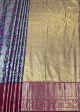 MIMOSA Violet Kanjivaram Art Silk Saree — pallu and zari work detail