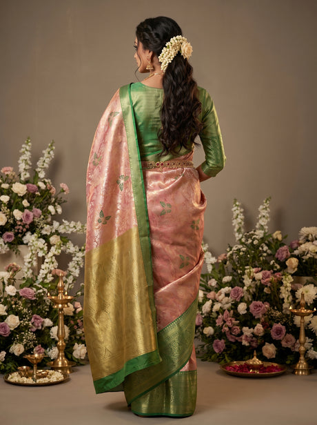 MIMOSA Gajari Kanjivaram Art Silk Saree — Unstitched Blouse Fabric