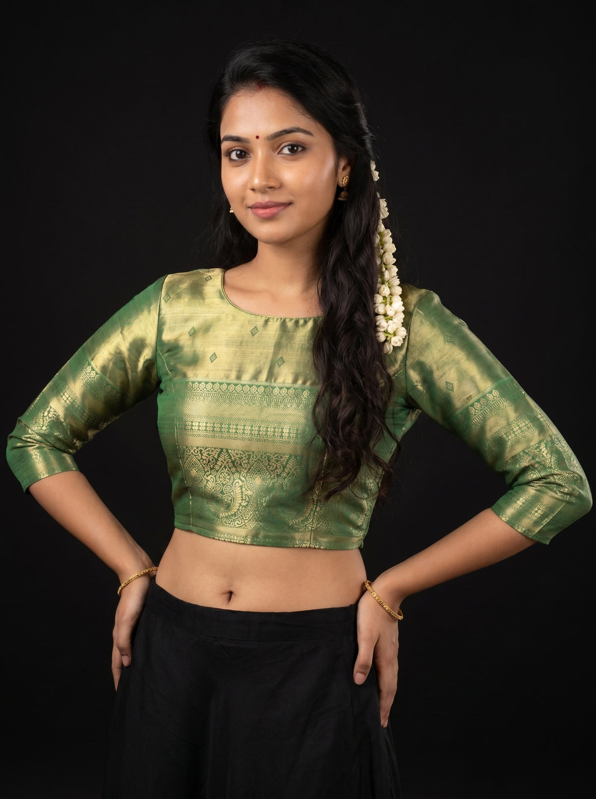 MIMOSA Gajari Kanjivaram Art Silk Saree — blouse close-up