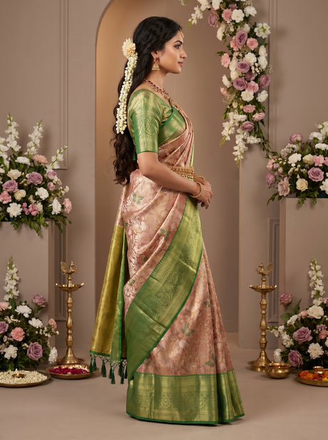 MIMOSA Maroon Kanjivaram Art Silk Saree — Unstitched Blouse Fabric