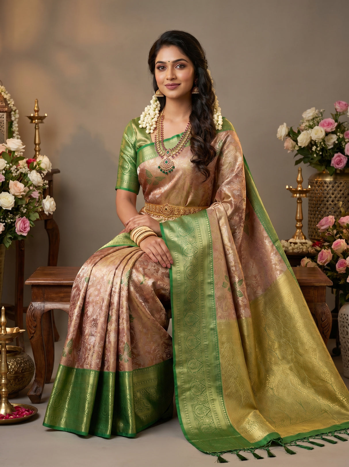 MIMOSA Maroon Kanjivaram Art Silk Saree — Styled on Model