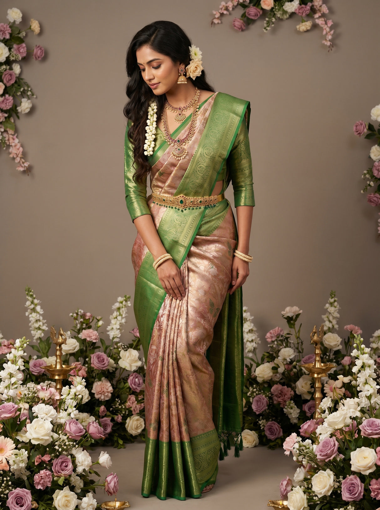 MIMOSA Maroon Kanjivaram Art Silk Saree — pose 8 styling detail