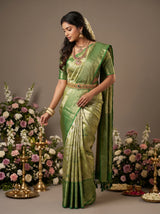 MIMOSA Olive Kanjivaram Art Silk Saree — pose 8 styling detail