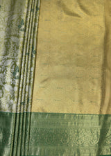 MIMOSA Olive Kanjivaram Art Silk Saree — pallu and zari work detail