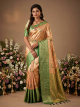 MIMOSA Orange Kanjivaram Art Silk Saree — Mannequin Draped View