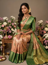 MIMOSA Orange Kanjivaram Art Silk Saree — Styled on Model