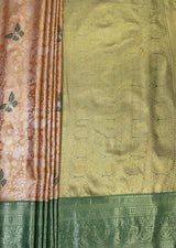 MIMOSA Orange Kanjivaram Art Silk Saree — pallu and zari work detail