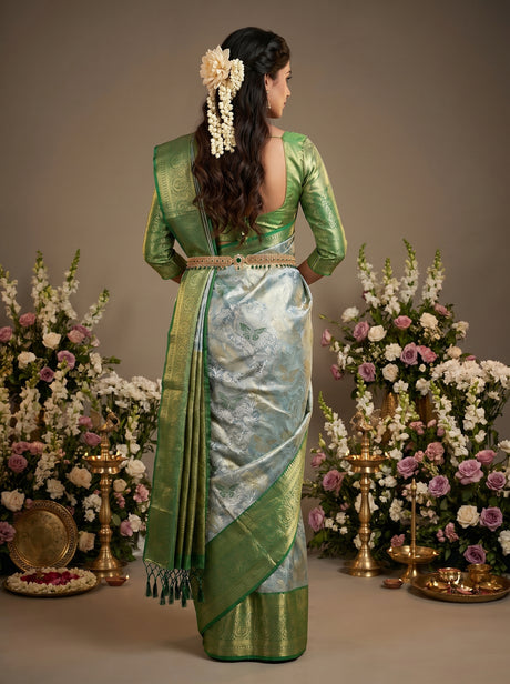 MIMOSA Saffire Kanjivaram Art Silk Saree — Unstitched Blouse Fabric