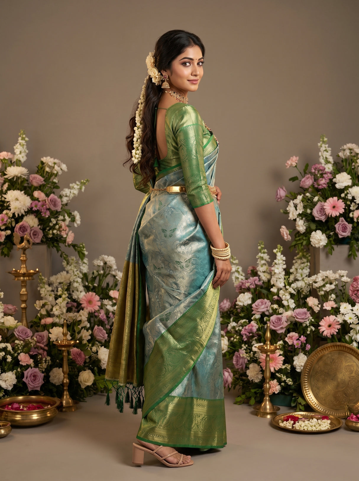 MIMOSA Saffire Kanjivaram Art Silk Saree — pose 9 styling detail