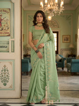 MIMOSA Pista Saree Saree — pose 5 styling detail