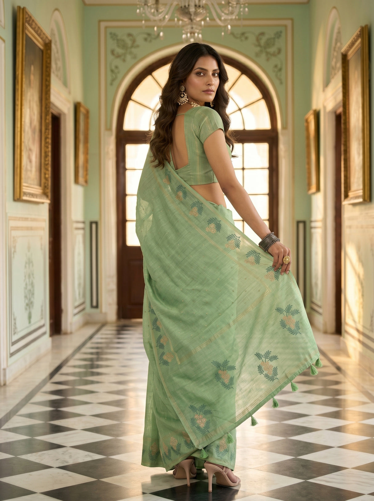 MIMOSA Pista Saree Saree — pose 7 styling detail
