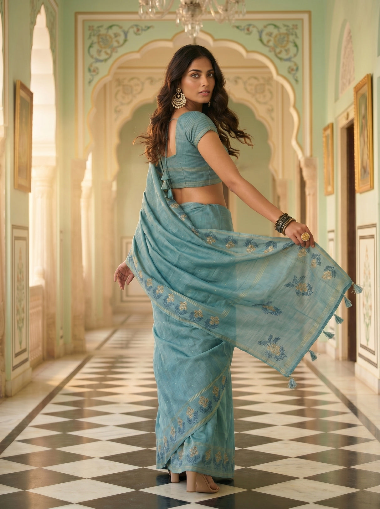 MIMOSA Sapphire Saree Saree — pose 9 styling detail