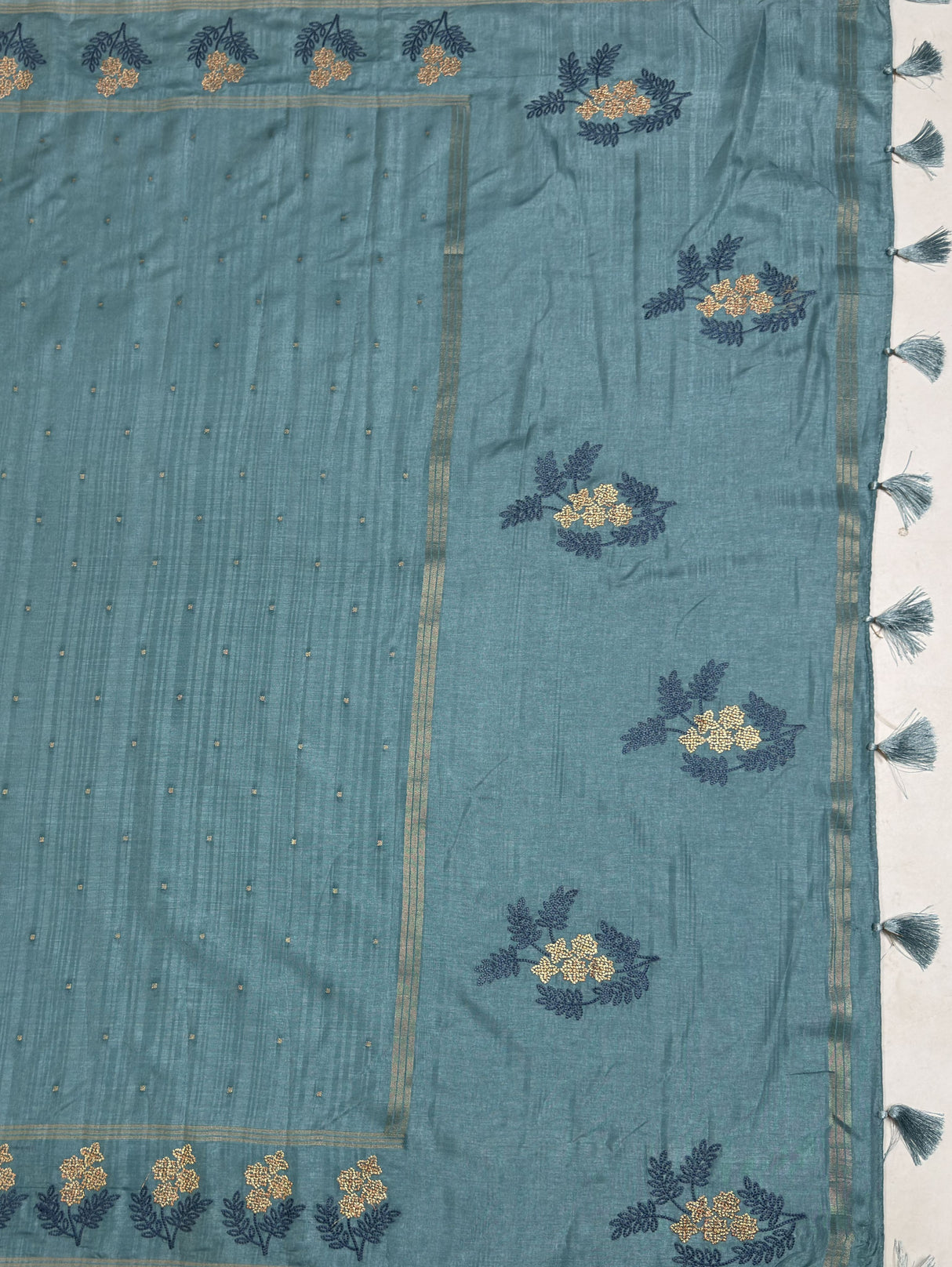 MIMOSA Sapphire Saree Saree — pallu and zari work detail