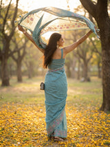 MIMOSA Sapphire Banarasi Art Silk Saree — pose 2 styling detail
